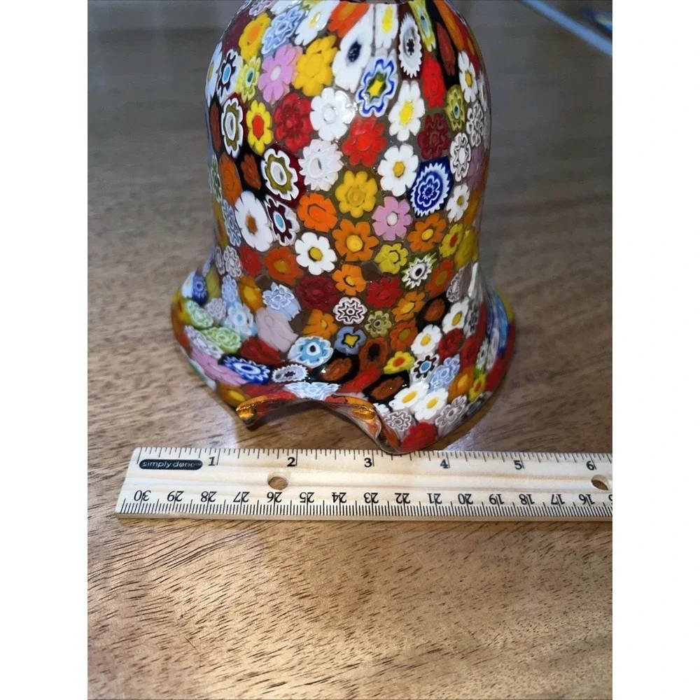 Vintage Murano Millefiori Art Glass Bell Pendant Light‎ Lamp Shade Calotta